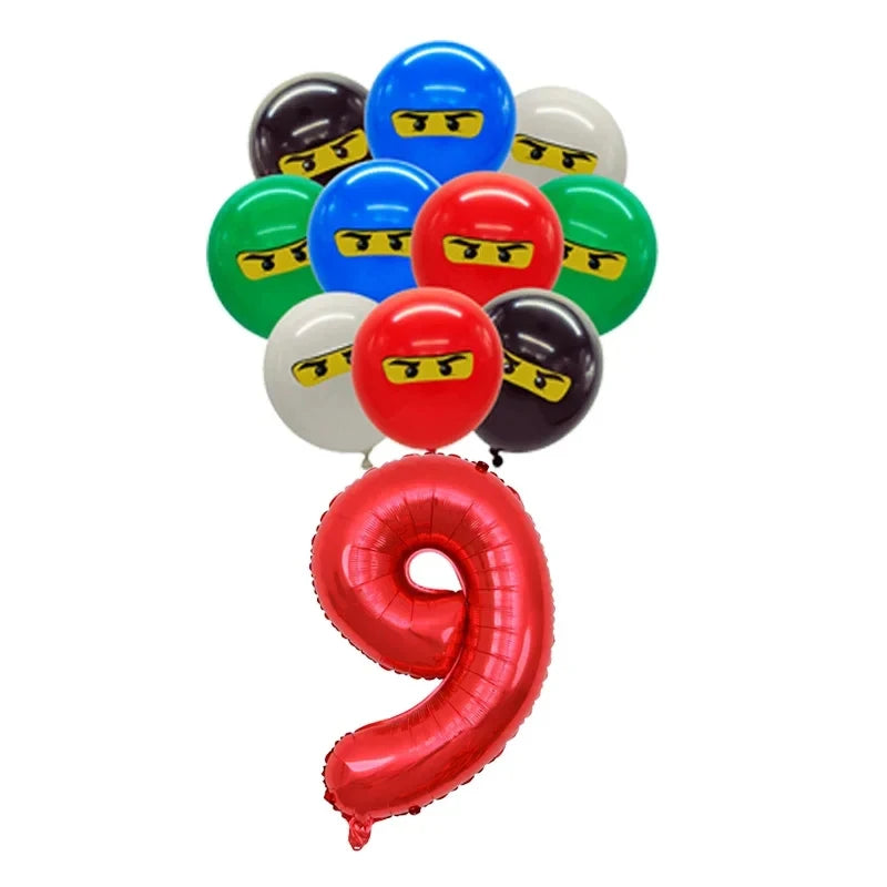 Cartoon Ninja Birthday Decorations Paper Tableware Plate Cup Tablecloth Foil Ballons Kids Banner Cake Toppers Party Supplies