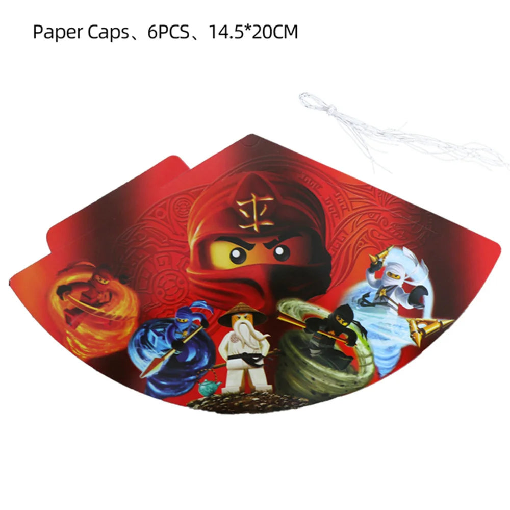 Cartoon Ninja Birthday Decorations Paper Tableware Plate Cup Tablecloth Foil Ballons Kids Banner Cake Toppers Party Supplies