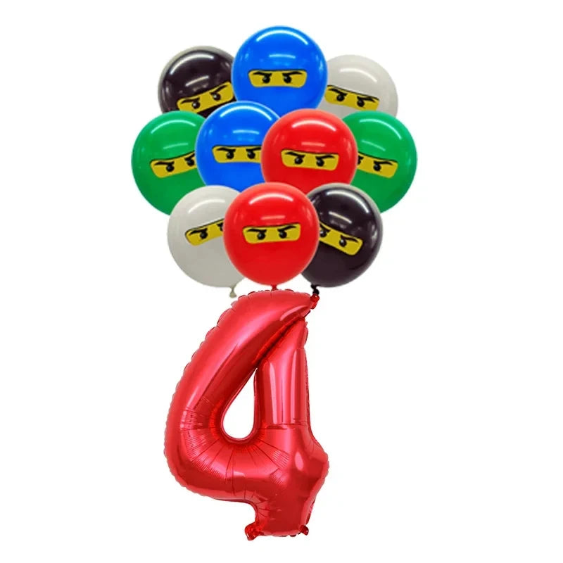 Cartoon Ninja Birthday Decorations Paper Tableware Plate Cup Tablecloth Foil Ballons Kids Banner Cake Toppers Party Supplies