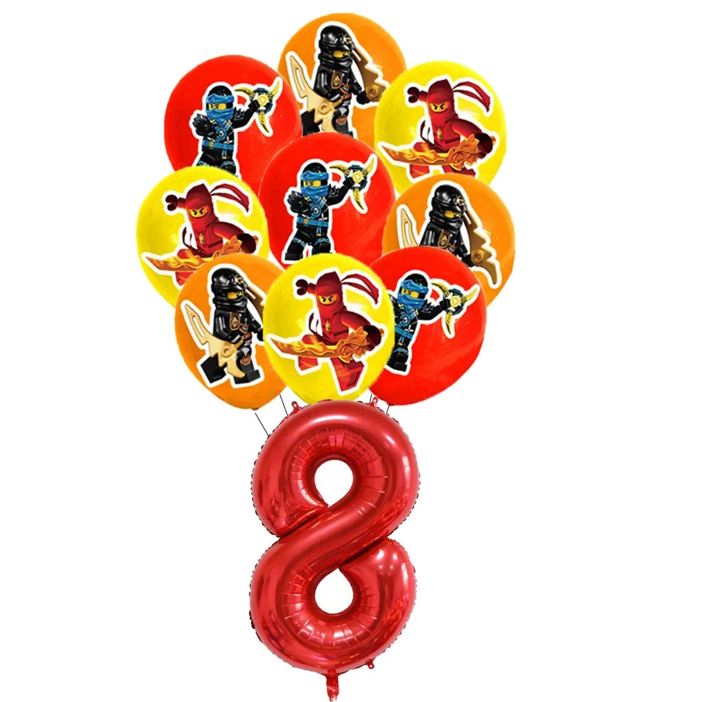 Cartoon Ninja Birthday Decorations Paper Tableware Plate Cup Tablecloth Foil Ballons Kids Banner Cake Toppers Party Supplies