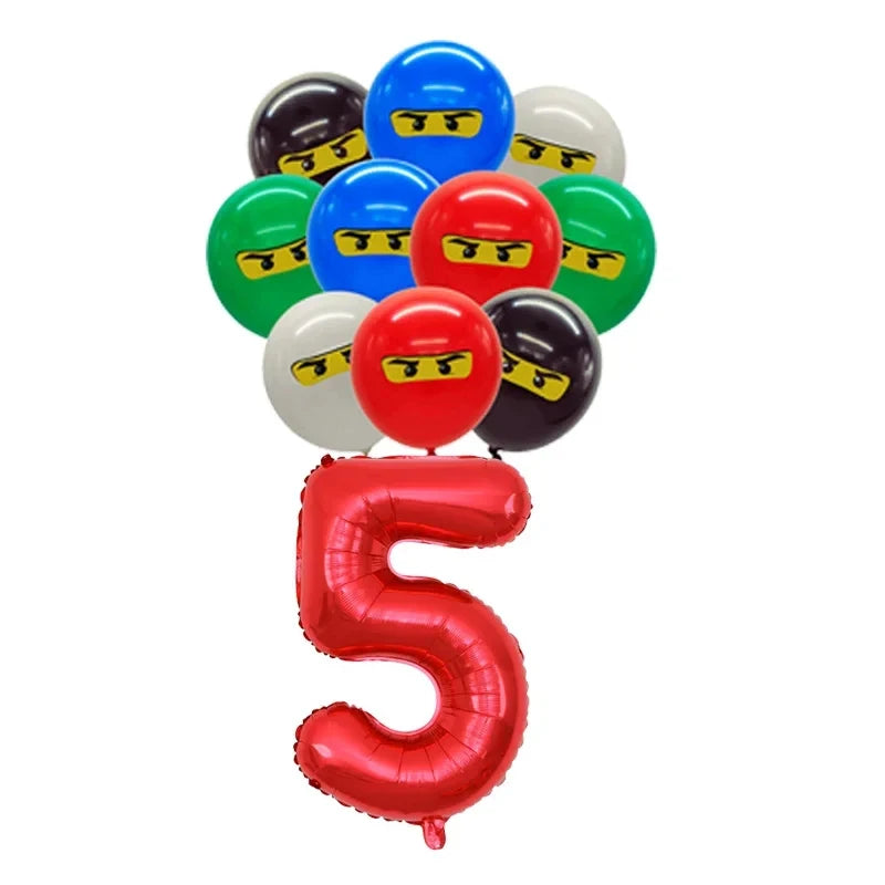 Cartoon Ninja Birthday Decorations Paper Tableware Plate Cup Tablecloth Foil Ballons Kids Banner Cake Toppers Party Supplies