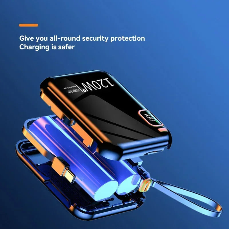 100000mAh 120W Portable Power Bank High Capacity Cable Two-way Fast Charging Mini Powerbank For Xiaomi IPhone Samsung ﻿2025 New
