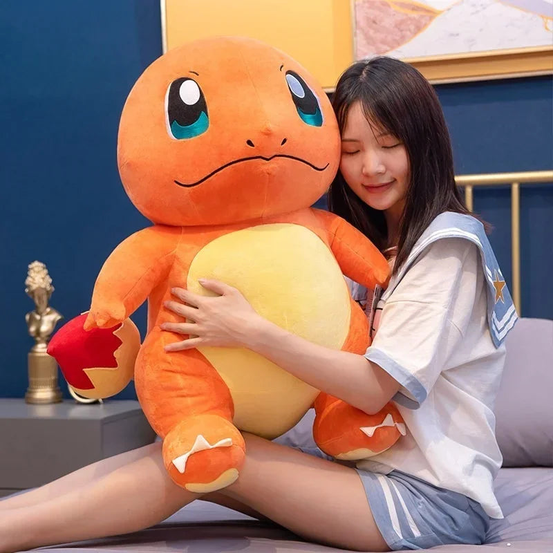 60cm Big Size Anime Charmander Plush Doll Dragon dinosaur Pokemoned Stuffed Toy Squirtle Bulbasaur Pikachu birthday present Gift