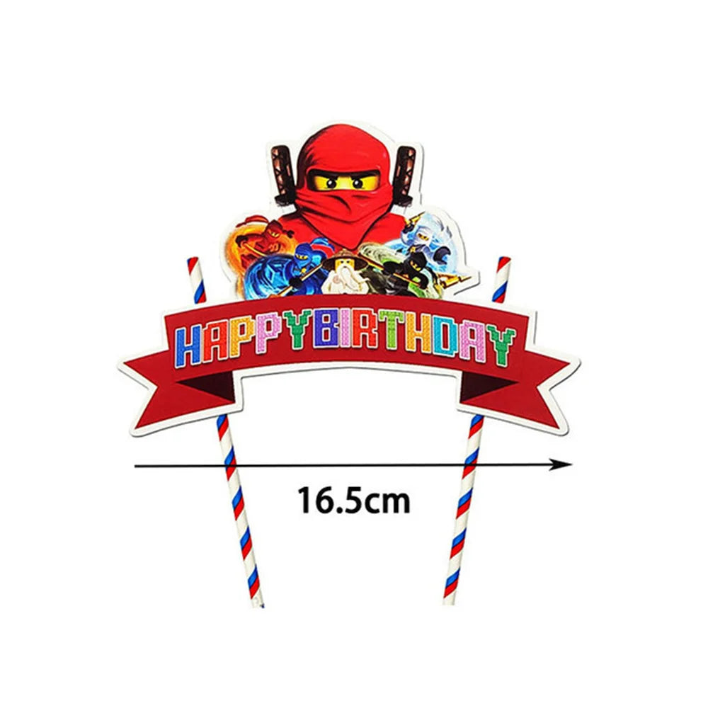 Cartoon Ninja Birthday Decorations Paper Tableware Plate Cup Tablecloth Foil Ballons Kids Banner Cake Toppers Party Supplies