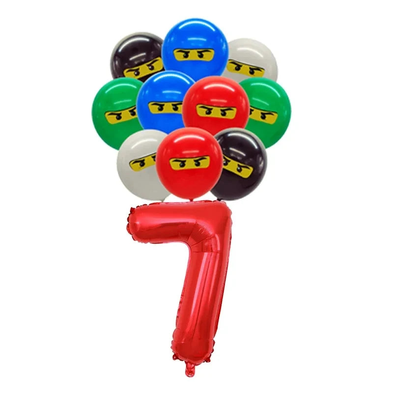 Cartoon Ninja Birthday Decorations Paper Tableware Plate Cup Tablecloth Foil Ballons Kids Banner Cake Toppers Party Supplies