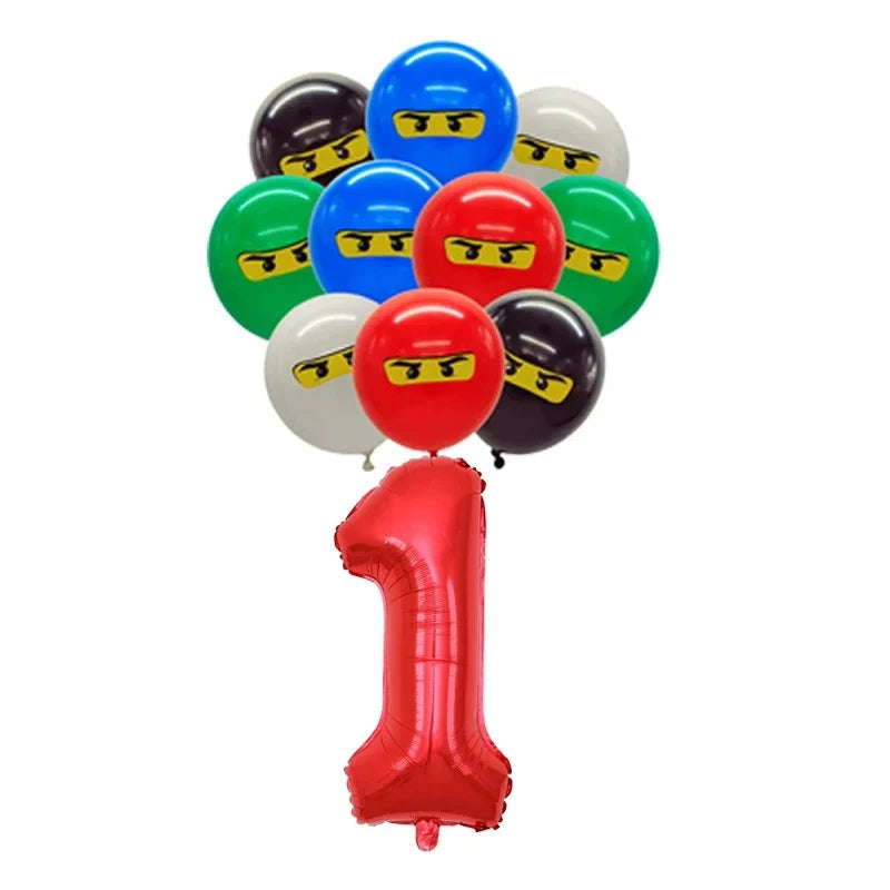 Cartoon Ninja Birthday Decorations Paper Tableware Plate Cup Tablecloth Foil Ballons Kids Banner Cake Toppers Party Supplies