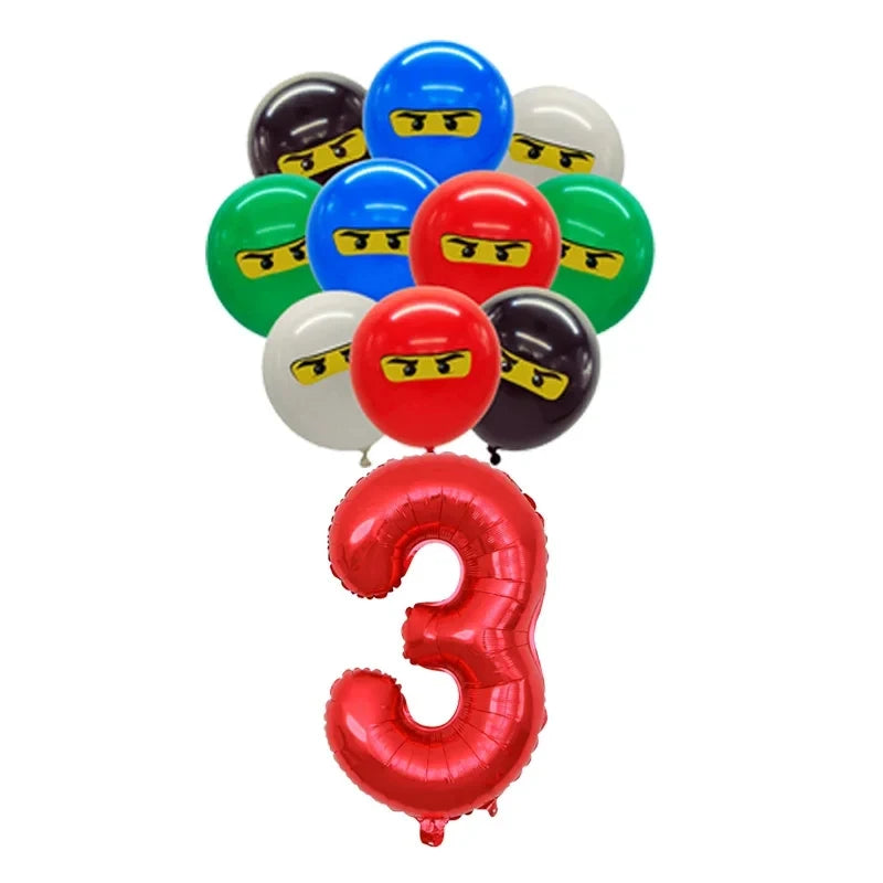 Cartoon Ninja Birthday Decorations Paper Tableware Plate Cup Tablecloth Foil Ballons Kids Banner Cake Toppers Party Supplies