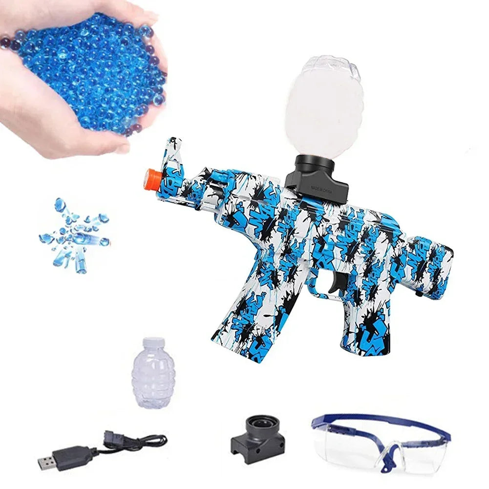 AK47 Electric Splatter Gel Ball with 20000 Blaster Water Beads for Outdoor Activities Shooting Team Game Toy Gifts for Teens