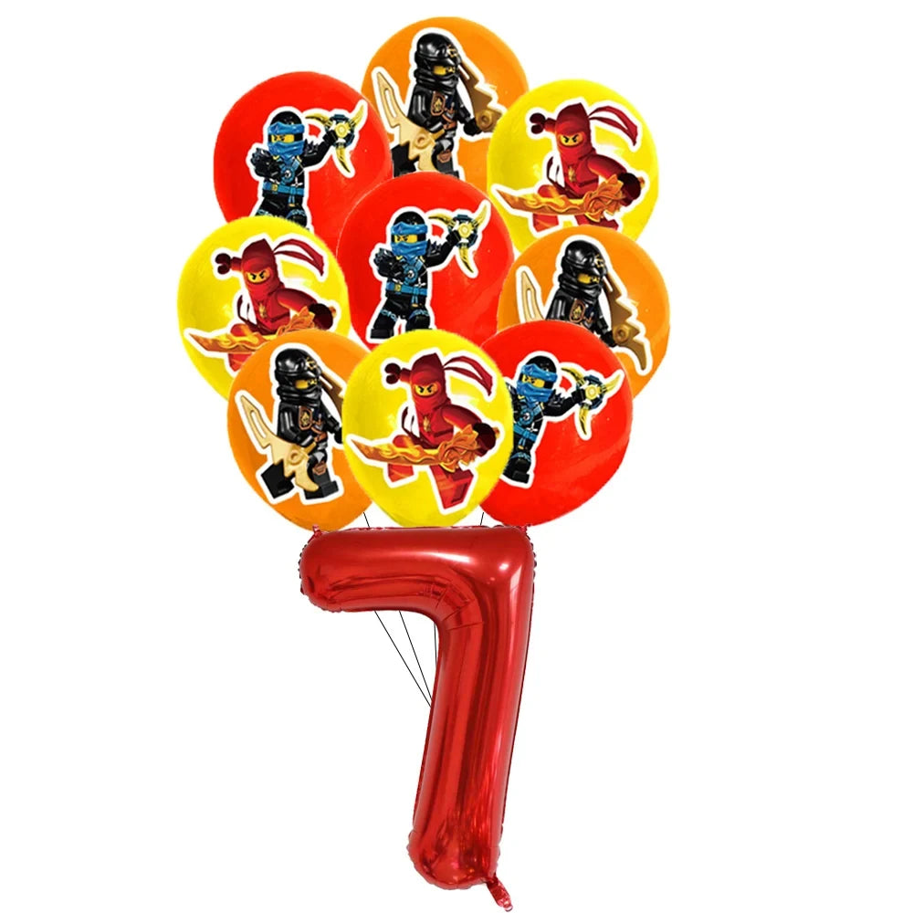 Cartoon Ninja Birthday Decorations Paper Tableware Plate Cup Tablecloth Foil Ballons Kids Banner Cake Toppers Party Supplies