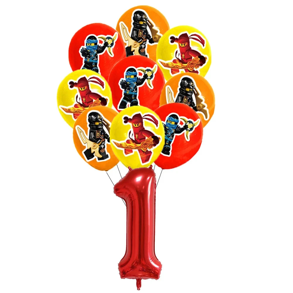 Cartoon Ninja Birthday Decorations Paper Tableware Plate Cup Tablecloth Foil Ballons Kids Banner Cake Toppers Party Supplies
