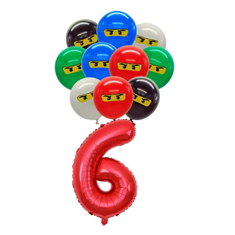Cartoon Ninja Birthday Decorations Paper Tableware Plate Cup Tablecloth Foil Ballons Kids Banner Cake Toppers Party Supplies