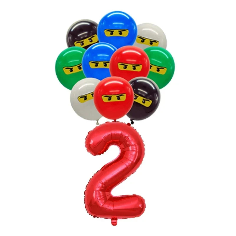 Cartoon Ninja Birthday Decorations Paper Tableware Plate Cup Tablecloth Foil Ballons Kids Banner Cake Toppers Party Supplies
