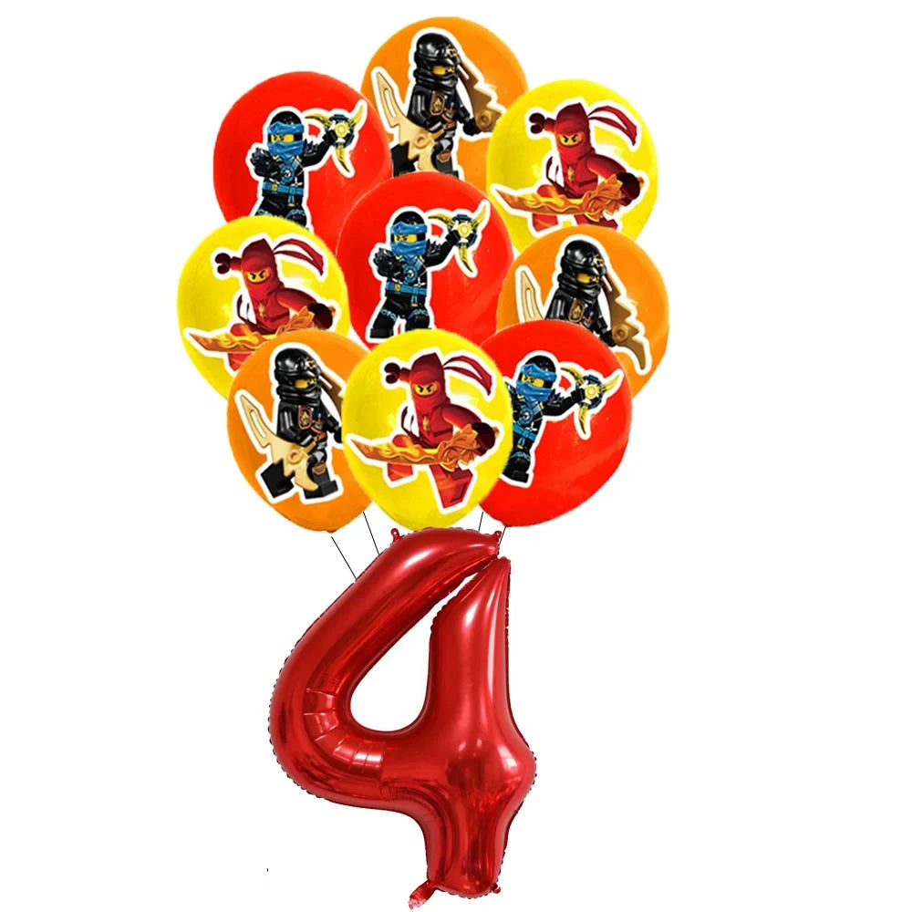 Cartoon Ninja Birthday Decorations Paper Tableware Plate Cup Tablecloth Foil Ballons Kids Banner Cake Toppers Party Supplies