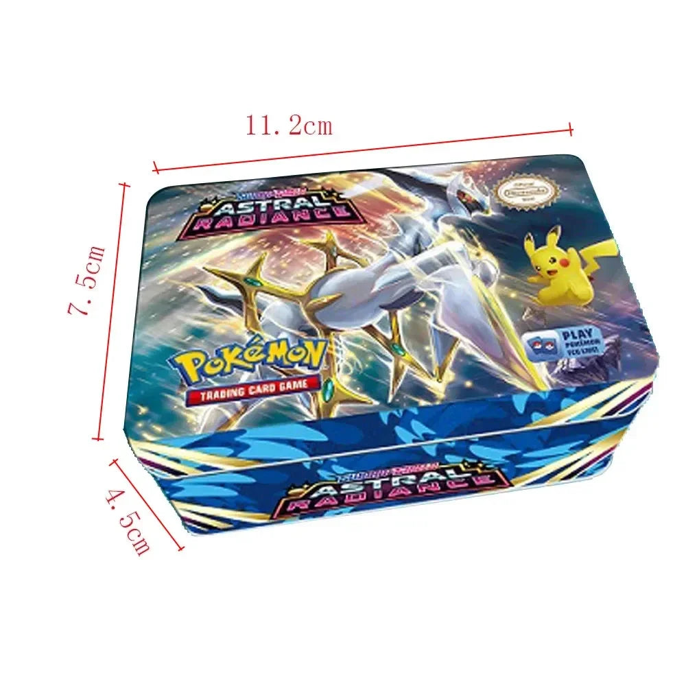 42pcs/set Iron Metal Box Pokemon TAKARA TOMY Battle Toys Lost Origin Pokemons Box with Pikachu Game Anime Bank Cards for Childre