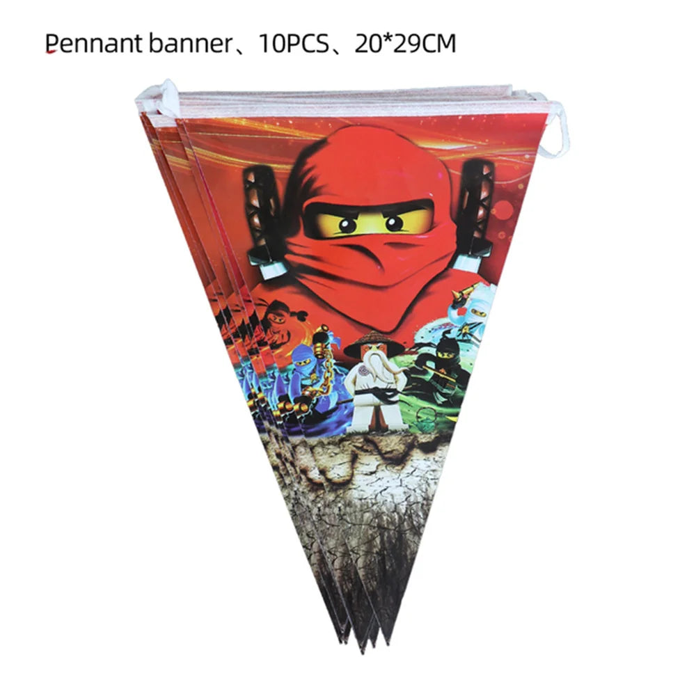 Cartoon Ninja Birthday Decorations Paper Tableware Plate Cup Tablecloth Foil Ballons Kids Banner Cake Toppers Party Supplies