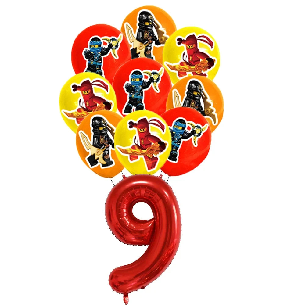 Cartoon Ninja Birthday Decorations Paper Tableware Plate Cup Tablecloth Foil Ballons Kids Banner Cake Toppers Party Supplies