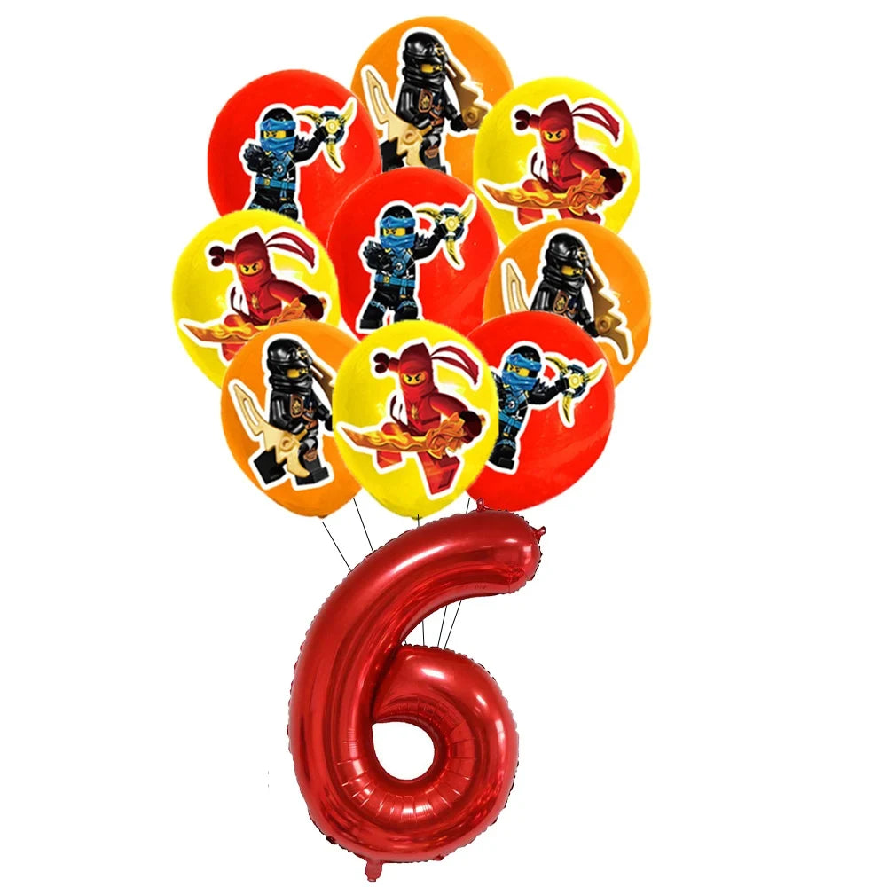 Cartoon Ninja Birthday Decorations Paper Tableware Plate Cup Tablecloth Foil Ballons Kids Banner Cake Toppers Party Supplies