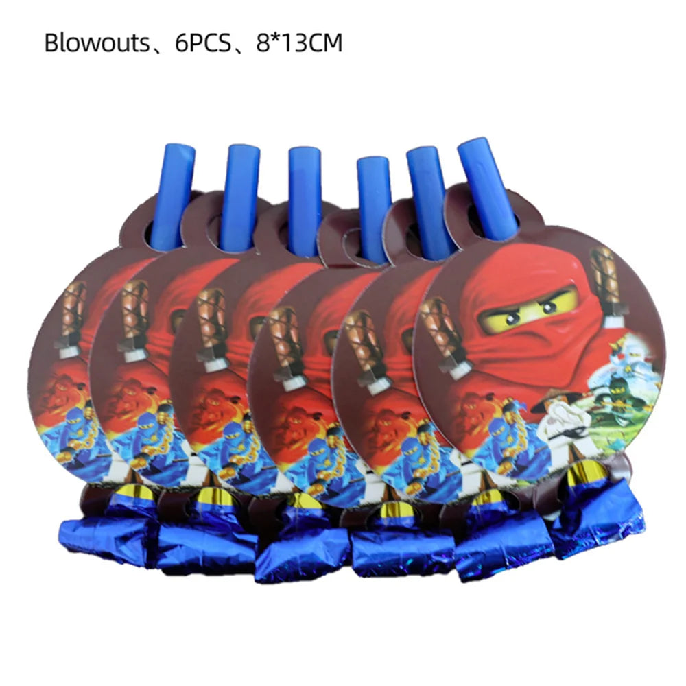 Cartoon Ninja Birthday Decorations Paper Tableware Plate Cup Tablecloth Foil Ballons Kids Banner Cake Toppers Party Supplies