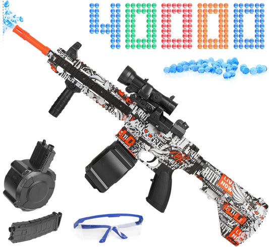 Electric/Manual Gel Ball Blaster Splatter Gun, 40000 Water Beads Dual Mode Outdoor Toy for Kids & Adults, Gel Water Ball Shooter