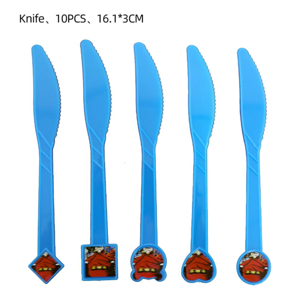 Cartoon Ninja Birthday Decorations Paper Tableware Plate Cup Tablecloth Foil Ballons Kids Banner Cake Toppers Party Supplies