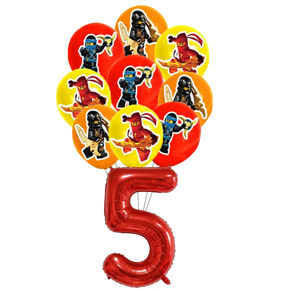 Cartoon Ninja Birthday Decorations Paper Tableware Plate Cup Tablecloth Foil Ballons Kids Banner Cake Toppers Party Supplies