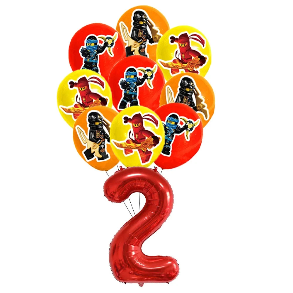 Cartoon Ninja Birthday Decorations Paper Tableware Plate Cup Tablecloth Foil Ballons Kids Banner Cake Toppers Party Supplies