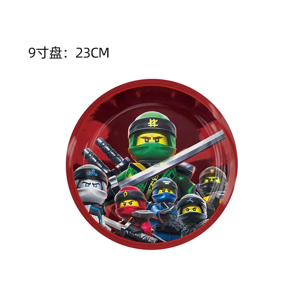 Cartoon Ninja Birthday Decorations Paper Tableware Plate Cup Tablecloth Foil Ballons Kids Banner Cake Toppers Party Supplies