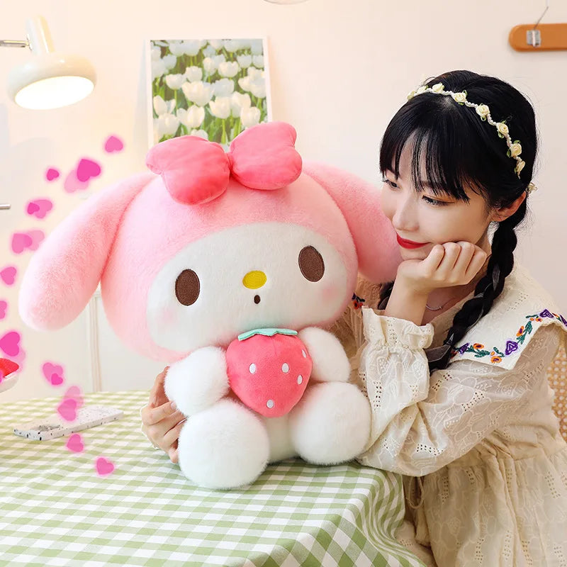 25CM Plushies Sanrio My Melody Plush Dolls Toys My Melody Strawberry Stuffed Animals Plush Toy Home Decor Girl Birthday Gift