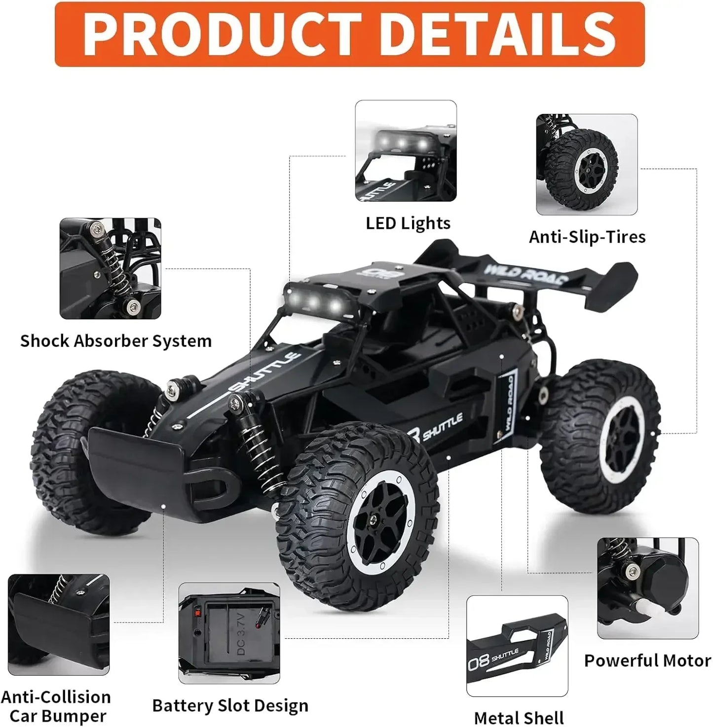 2025 New RC Car 1:16 2.4Gh Model With LED Lights 2WD Off-road Remote Control Climbing Vehicle Outdoor Drift Car Kid Toy Boy Gift