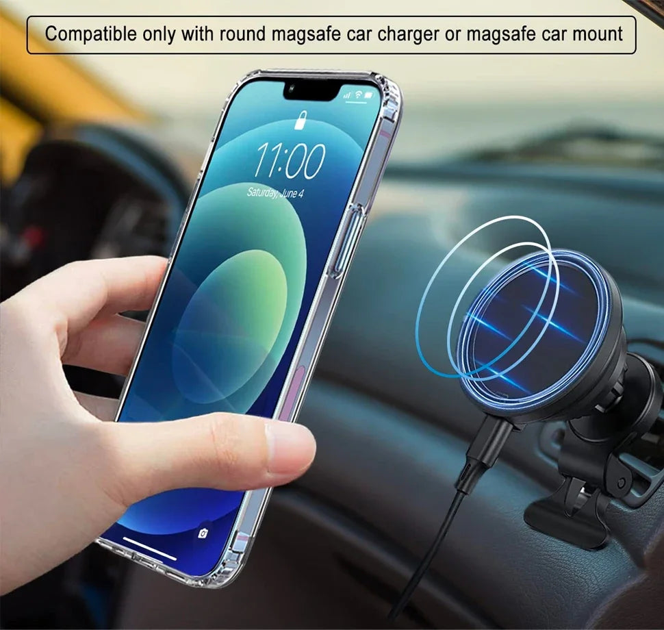 Clear Magnetic Phone Case for iPhone 16 15 14 Pro Max Plus 13 12 11 Mini with Metal Kickstand for Wireless Charging Back Cover