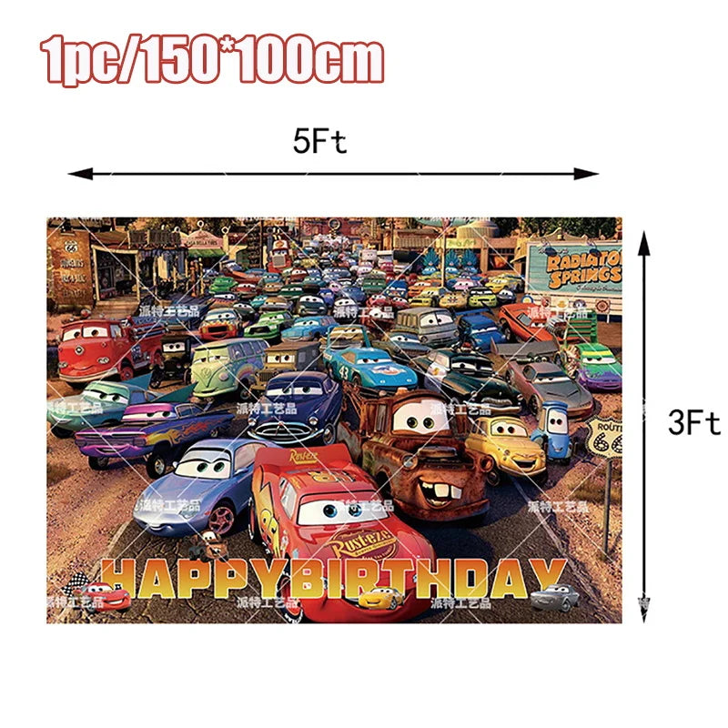 Disney Cars Birthday Decoration Cartoon Lightning Mcqueen Party Paper Plates Napkins Cups Balloon Event Supplies Baby Shower Kid