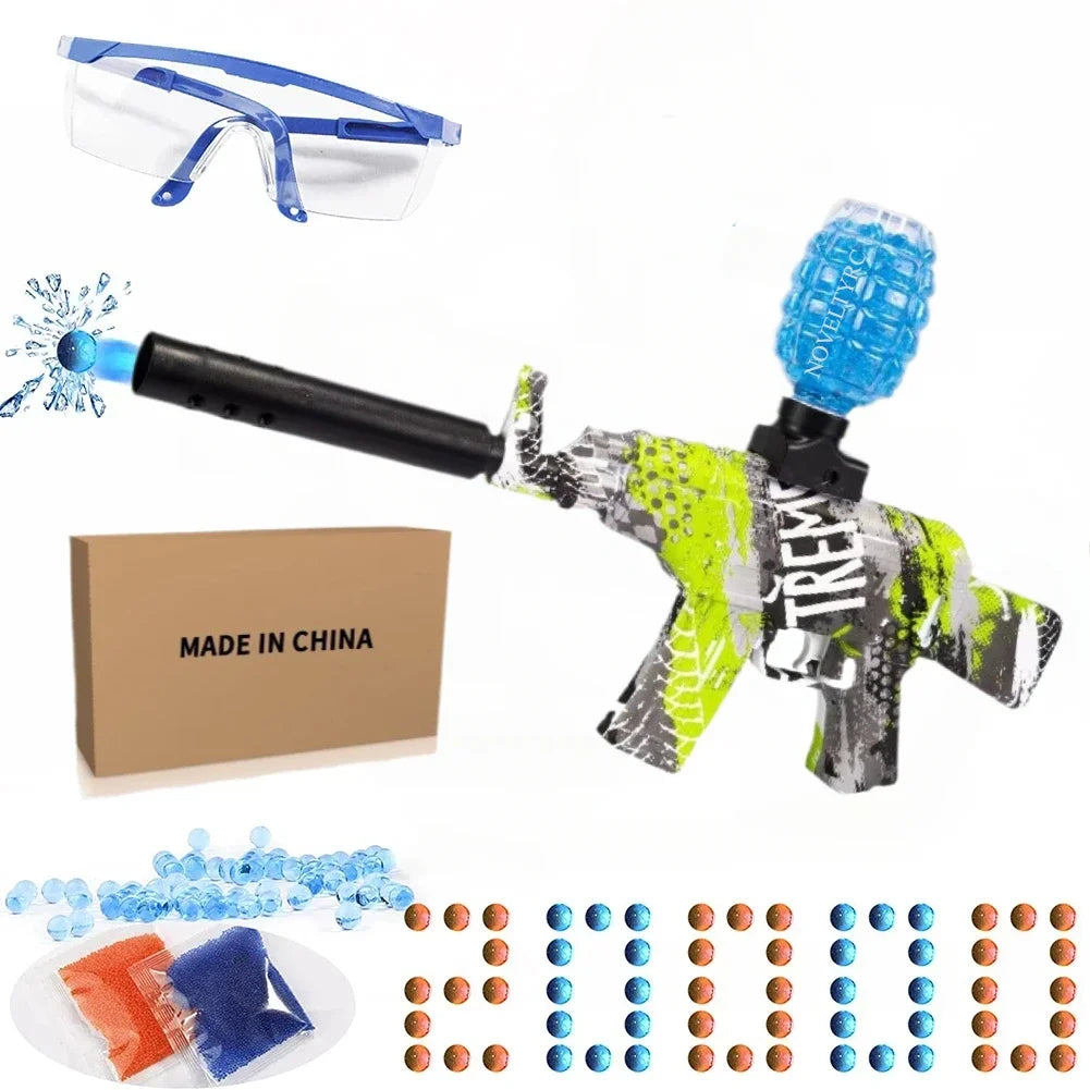 AK47 Electric Splatter Gel Ball with 20000 Blaster Water Beads for Outdoor Activities Shooting Team Game Toy Gifts for Teens