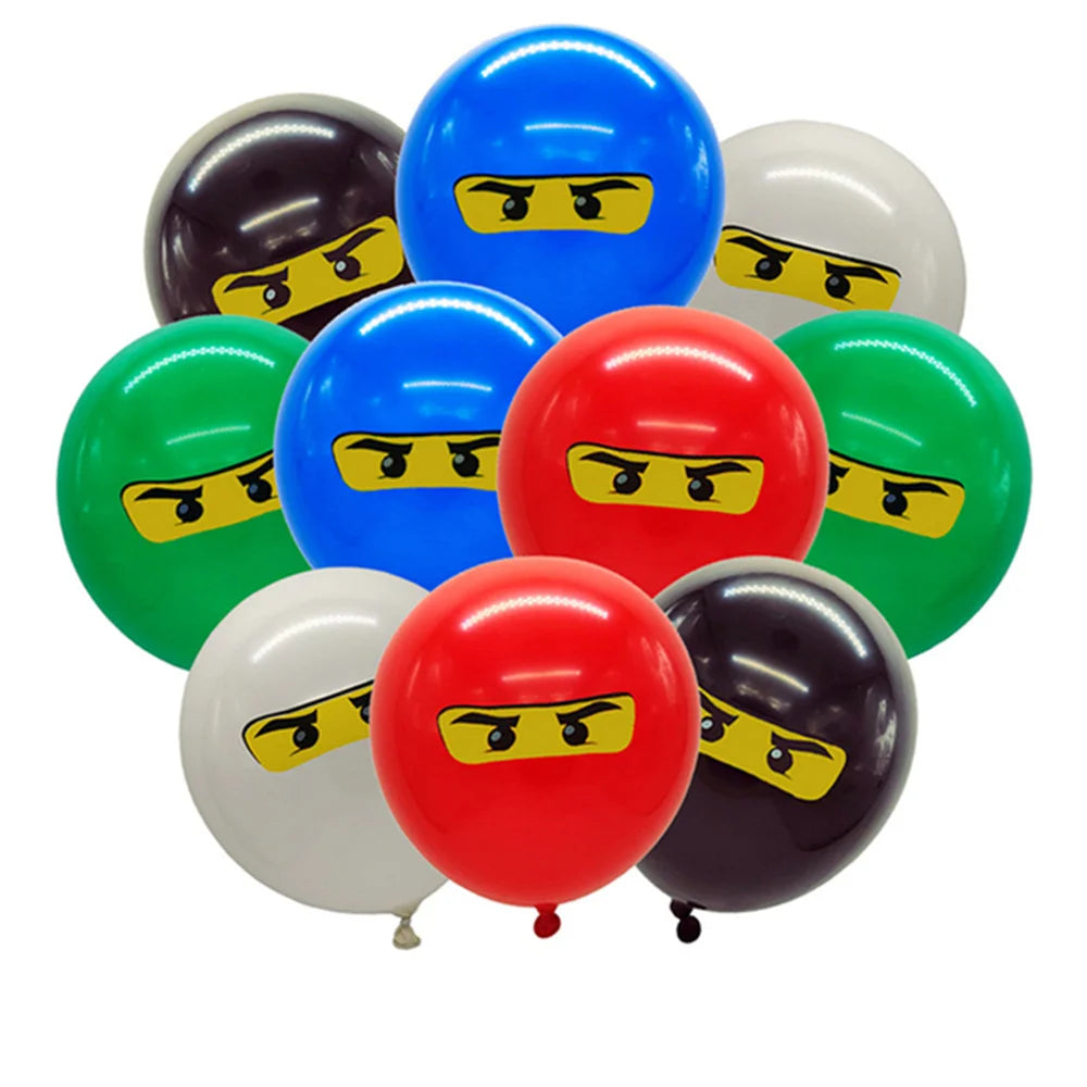 Cartoon Ninja Birthday Decorations Paper Tableware Plate Cup Tablecloth Foil Ballons Kids Banner Cake Toppers Party Supplies